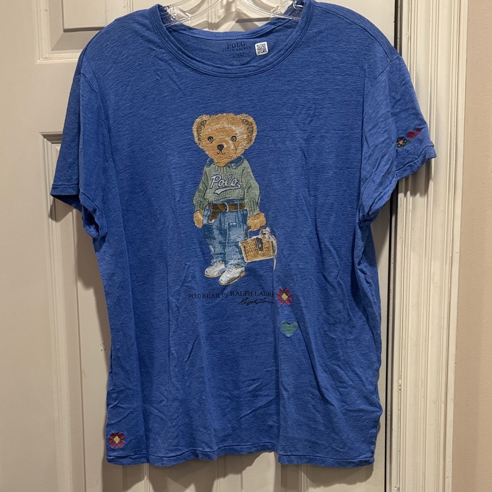 Polo by Ralph Lauren Women’s  Blue T-Shirt with Bear Design